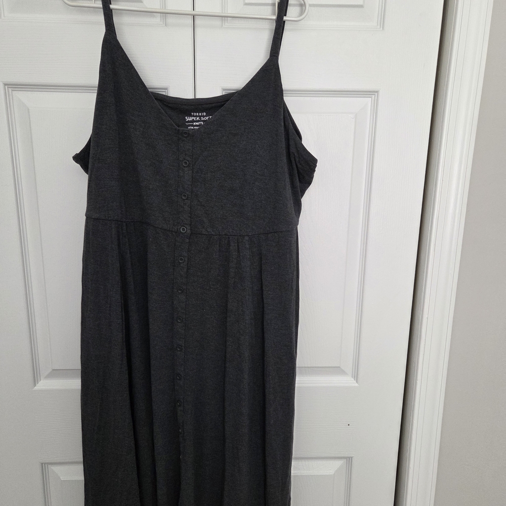 Torrid Charcoal Grey Butyon Down Dress